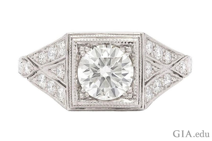 1.05 carat round brilliant antique diamond engagement ring.