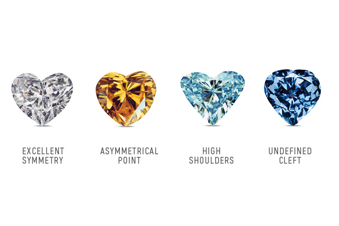 Heart-shaped colored diamonds