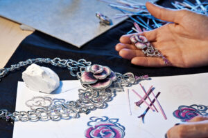 Micro-mosaic jewelry making process from the Rose Carpet collection. Courtesy of SICIS Jewels.