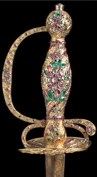 A prince and a sword go hand in hand. This bejeweled one belonged to Charles Middleton, 1st Baron Barham (1726-1813), and BABY will probably get one just like it. Something like this would also be an impressive statement piece hanging over your fireplace. 