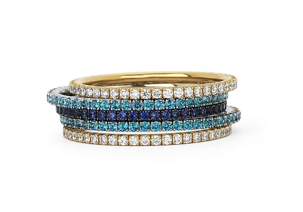 Multicolored stackable rings - GIA 4Cs
