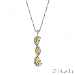 This Harry Kotlar yellow diamond and platinum necklace is the perfect accent piece. Courtesy: Platinum Guild International USA