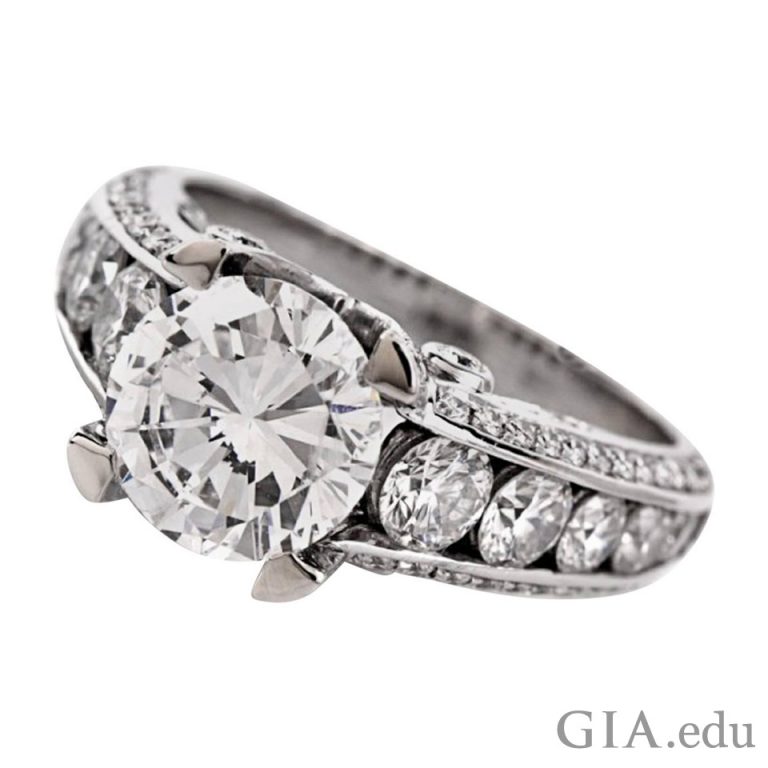Artful channel setting diamond ring GIA 4Cs