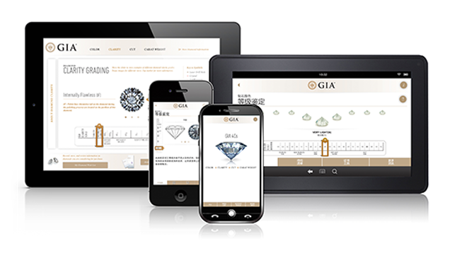 GIA 4Cs App on phone and tablet