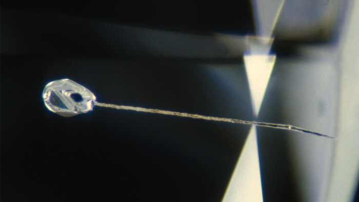 laser treated diamond under magnification