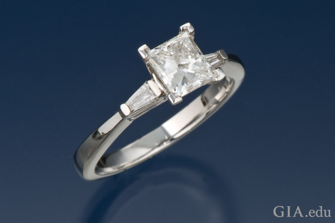 Princess cut and baguette clearance diamond ring