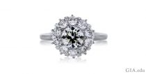 A 1.01 ct old European cut diamond with a halo of 0.91 carats of diamonds.