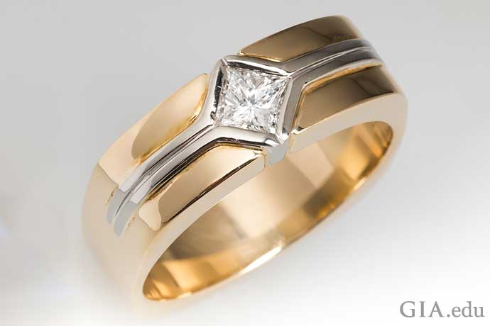 Mens diamond wedding band deals yellow gold