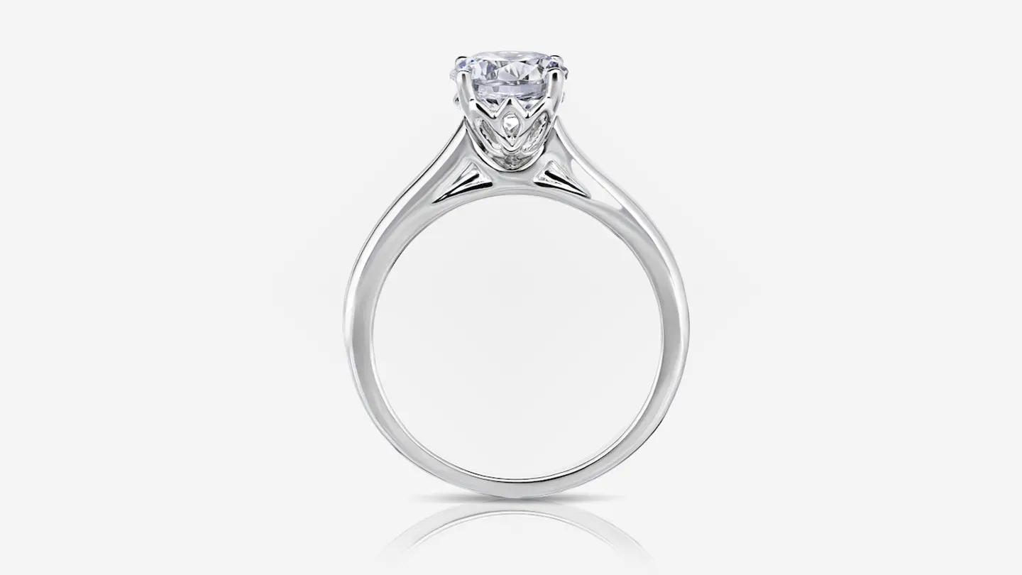 Cathedral style diamond ring.