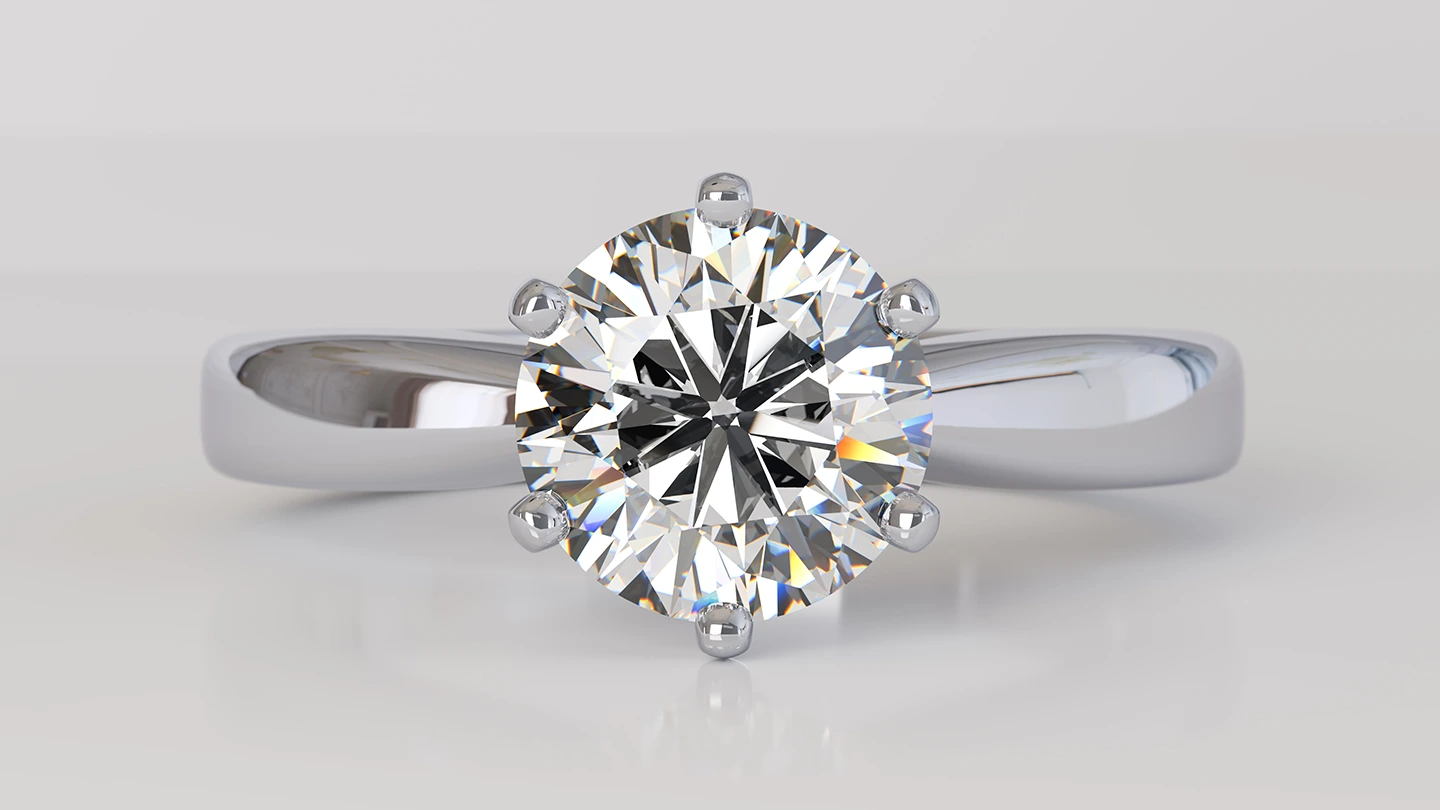 Round brilliant diamond solitaire ring.
