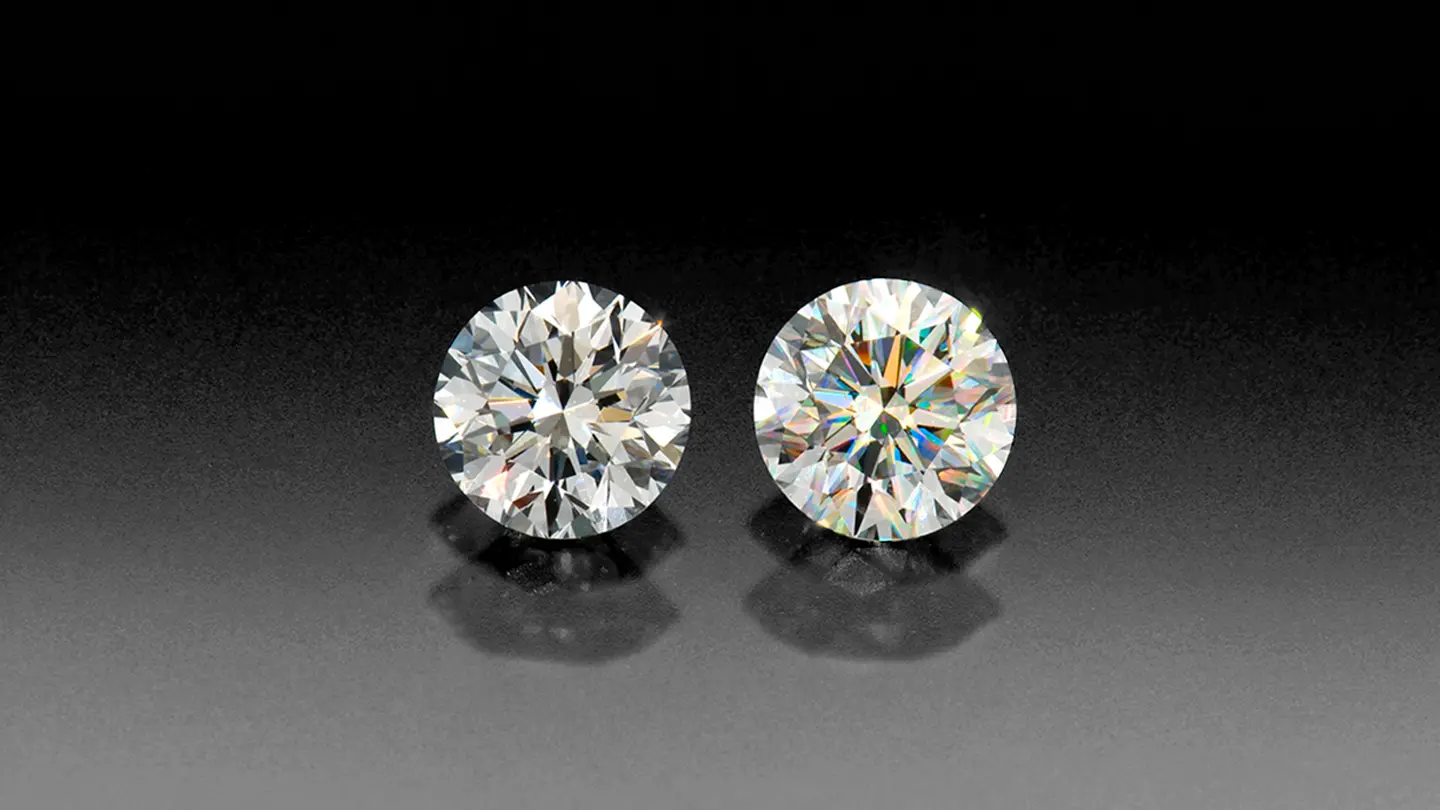 Round brilliant diamonds with different cut grades.