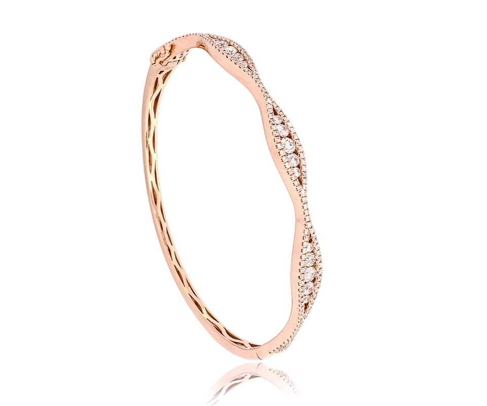 14K rose gold bangle bracelet with diamonds