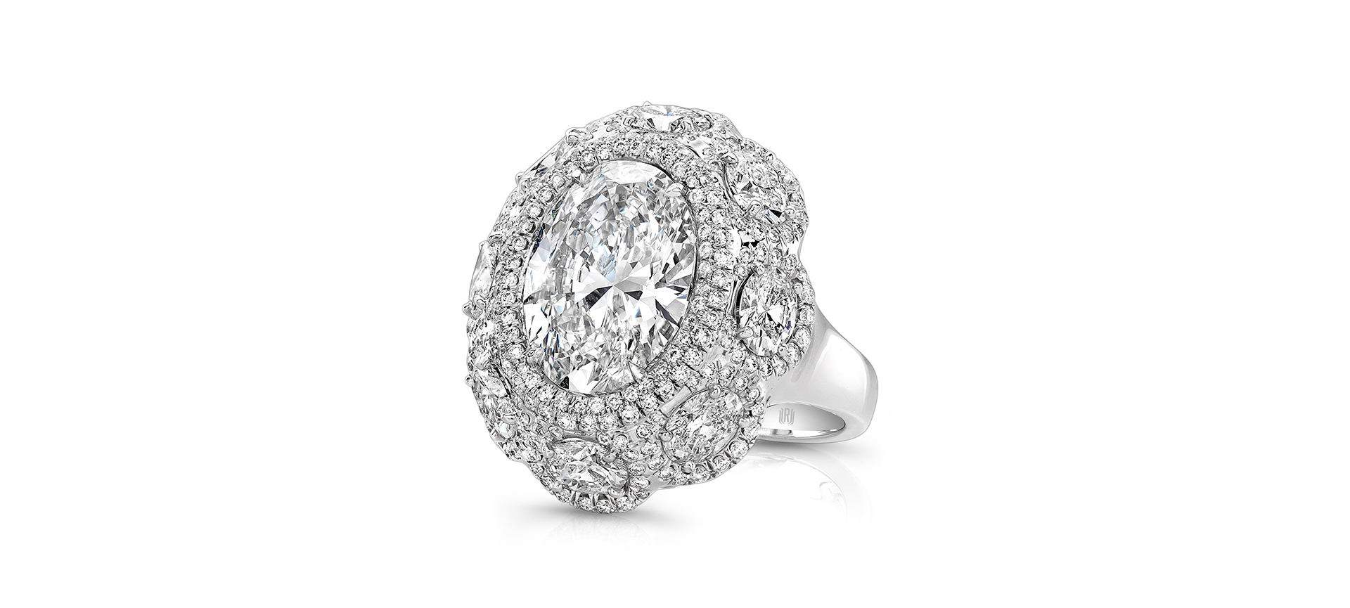 Oval diamond cocktail ring.