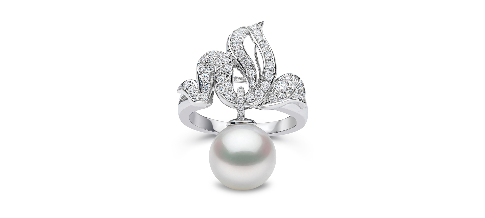Pearl and diamond engagement ring.