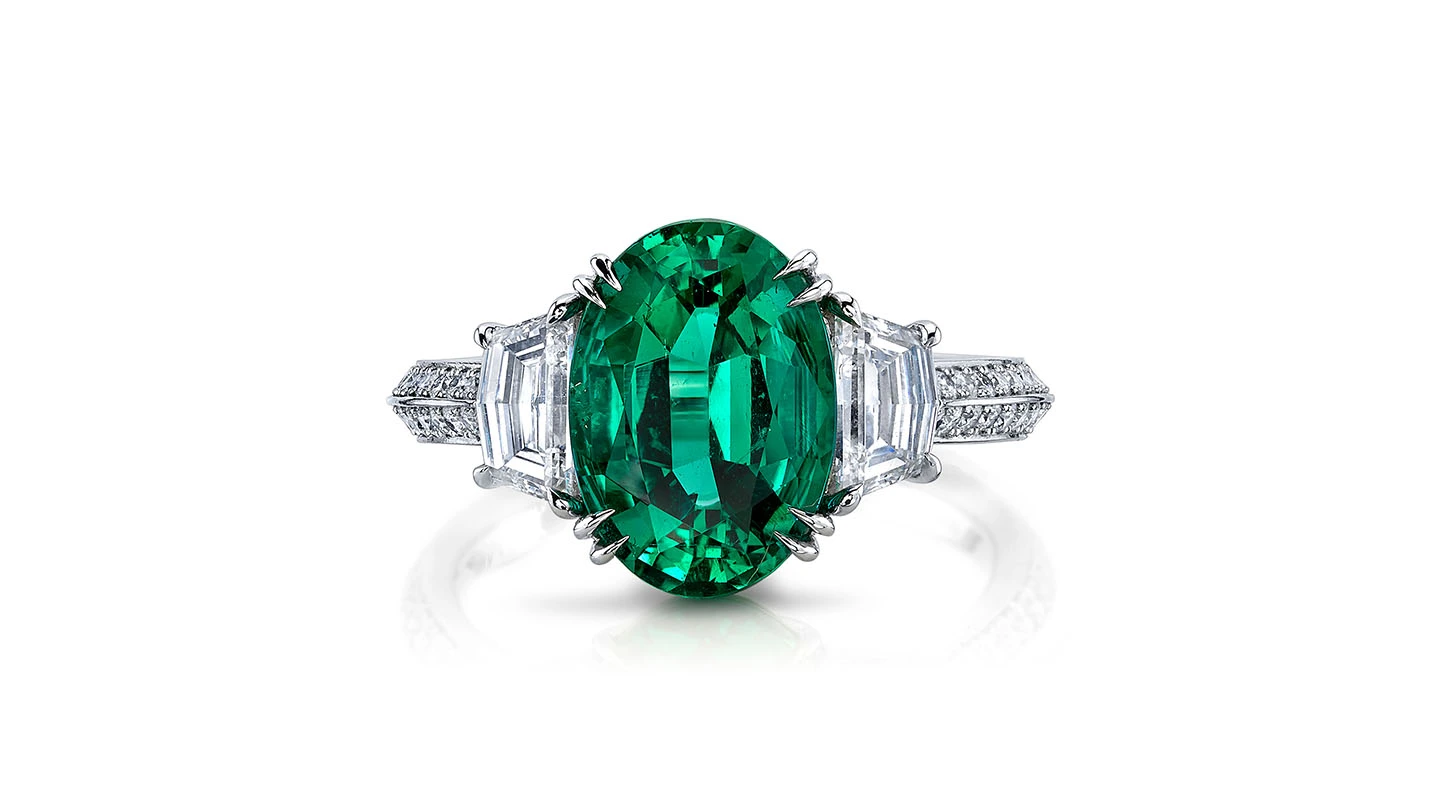 Emerald and diamond ring.