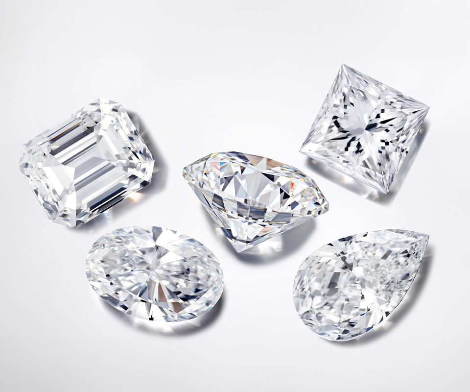 Five diamonds with different shapes