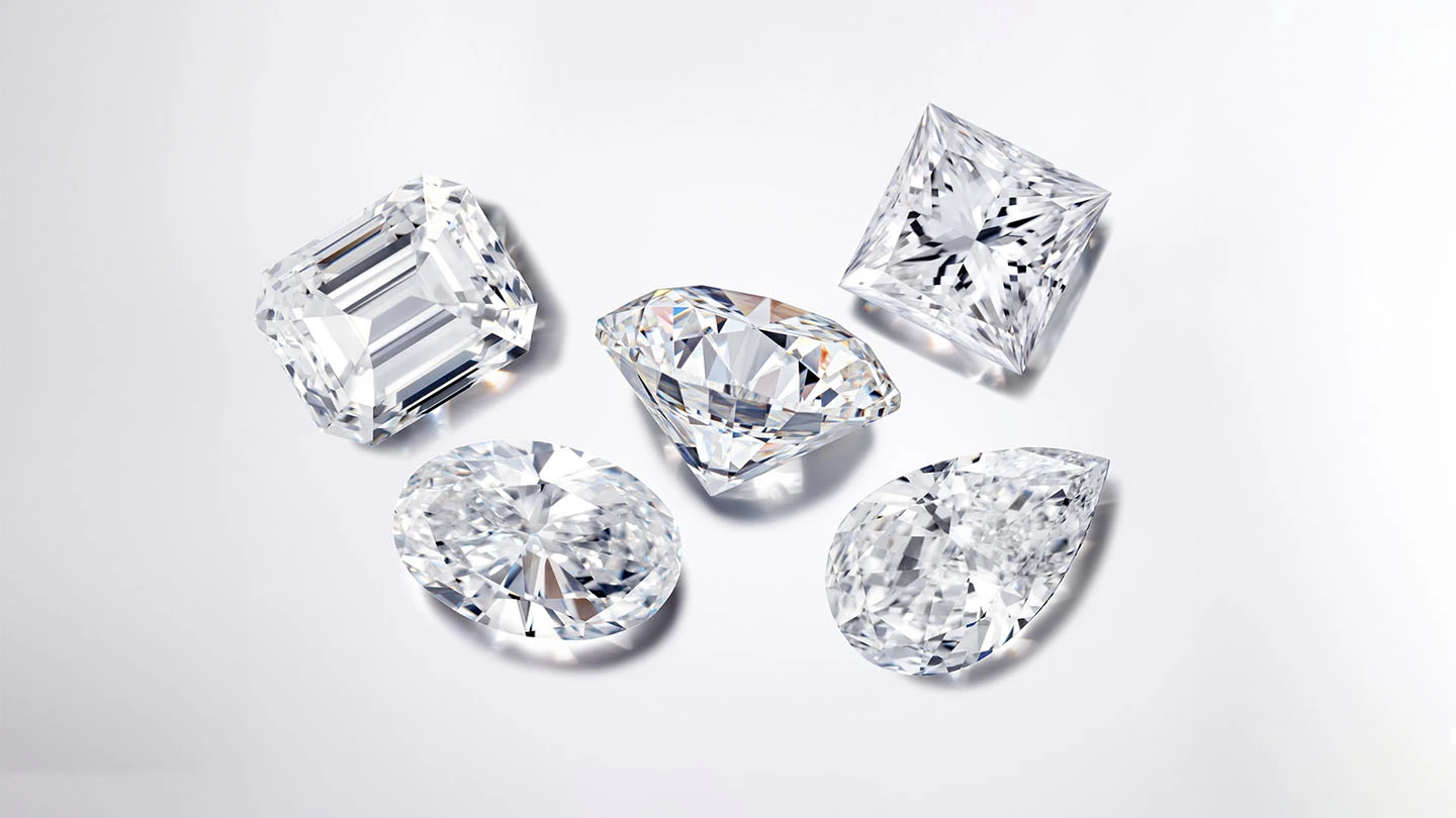 Five diamonds with different shapes.