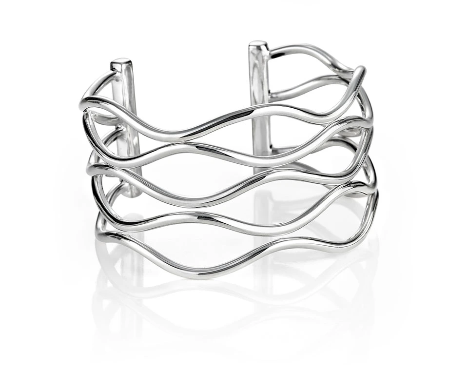 Sterling silver wire cuff with wave design