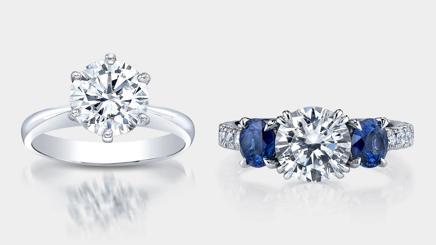 Diamond rings: plain band vs. with side stones.