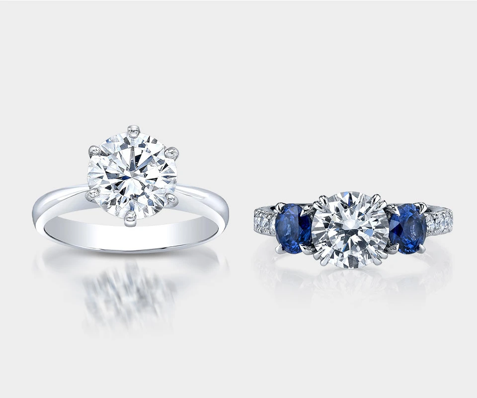 Diamond rings: plain band vs. with side stones