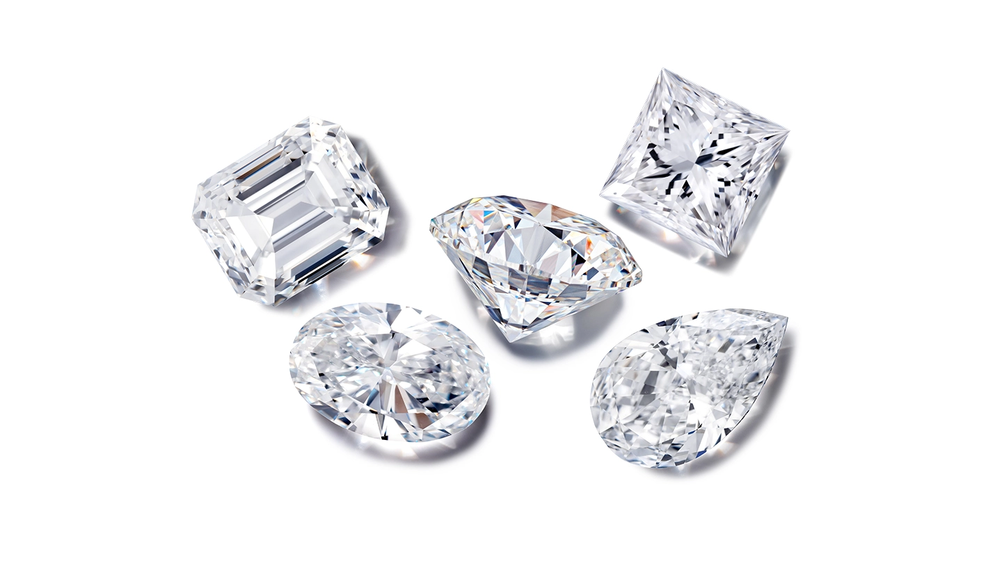 Assortment of diamond shapes.