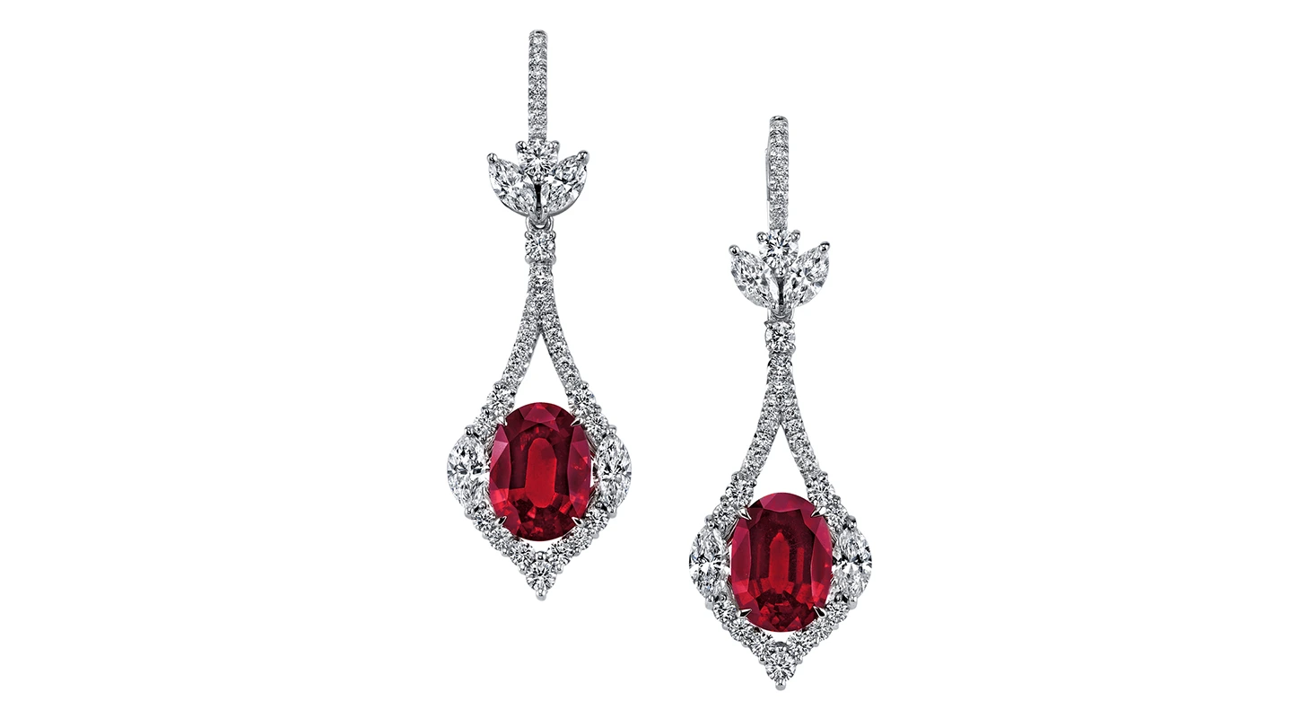 Ruby and diamond earrings.