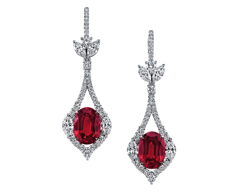 Ruby and diamond earrings