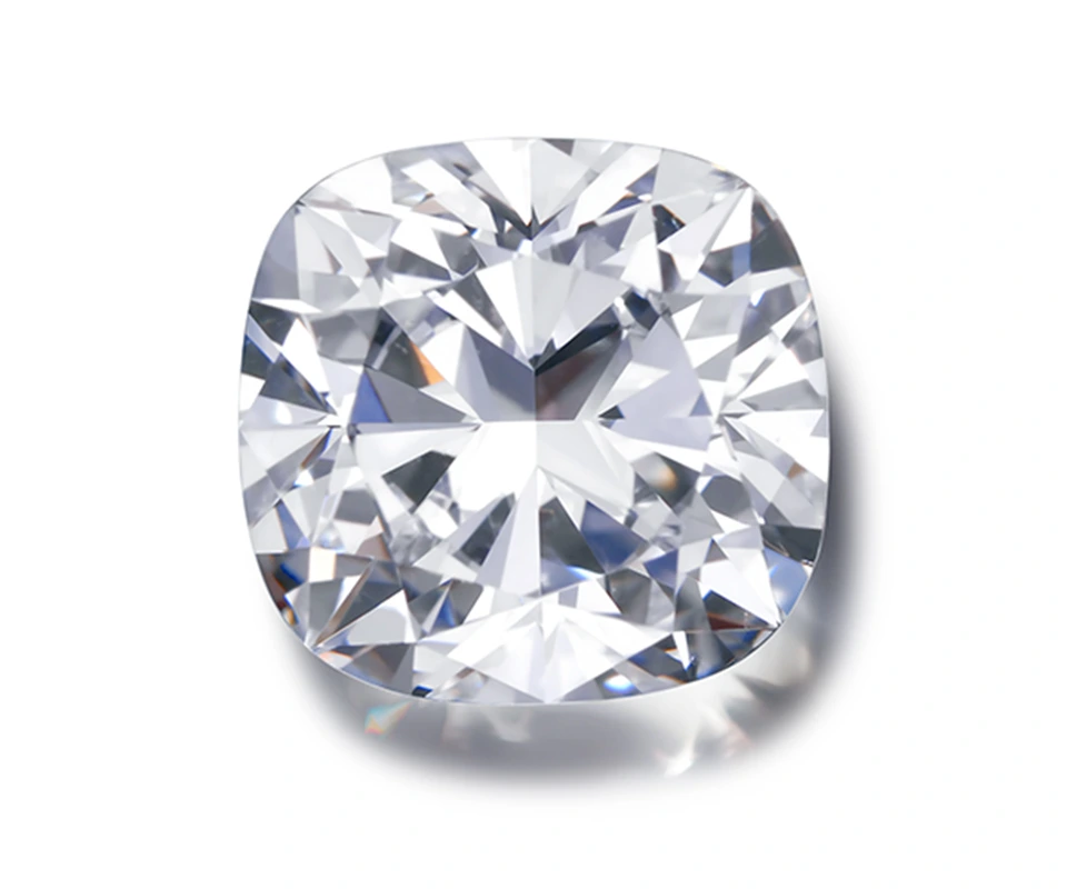 Cushion cut diamond on white background