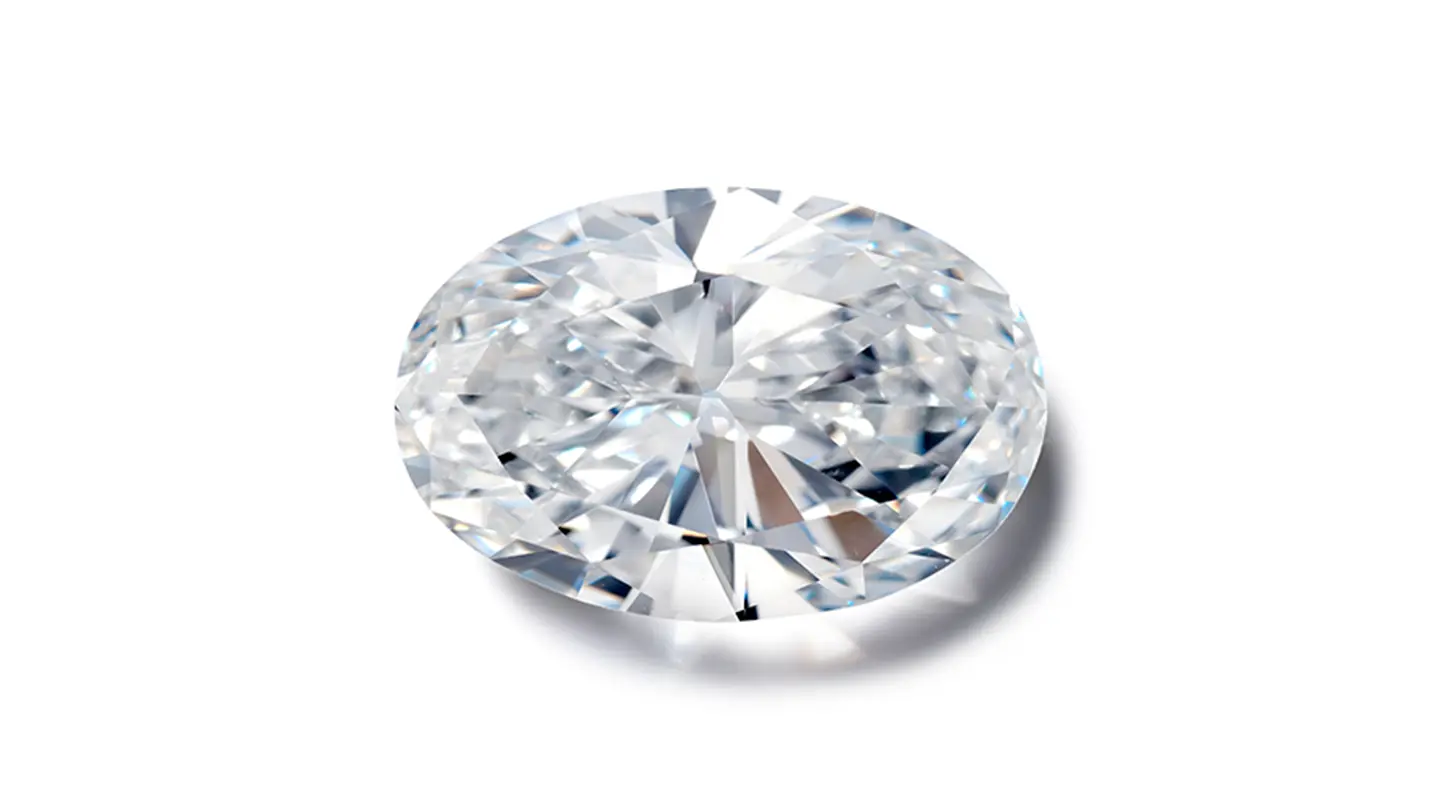 Oval brilliant cut diamond on white background