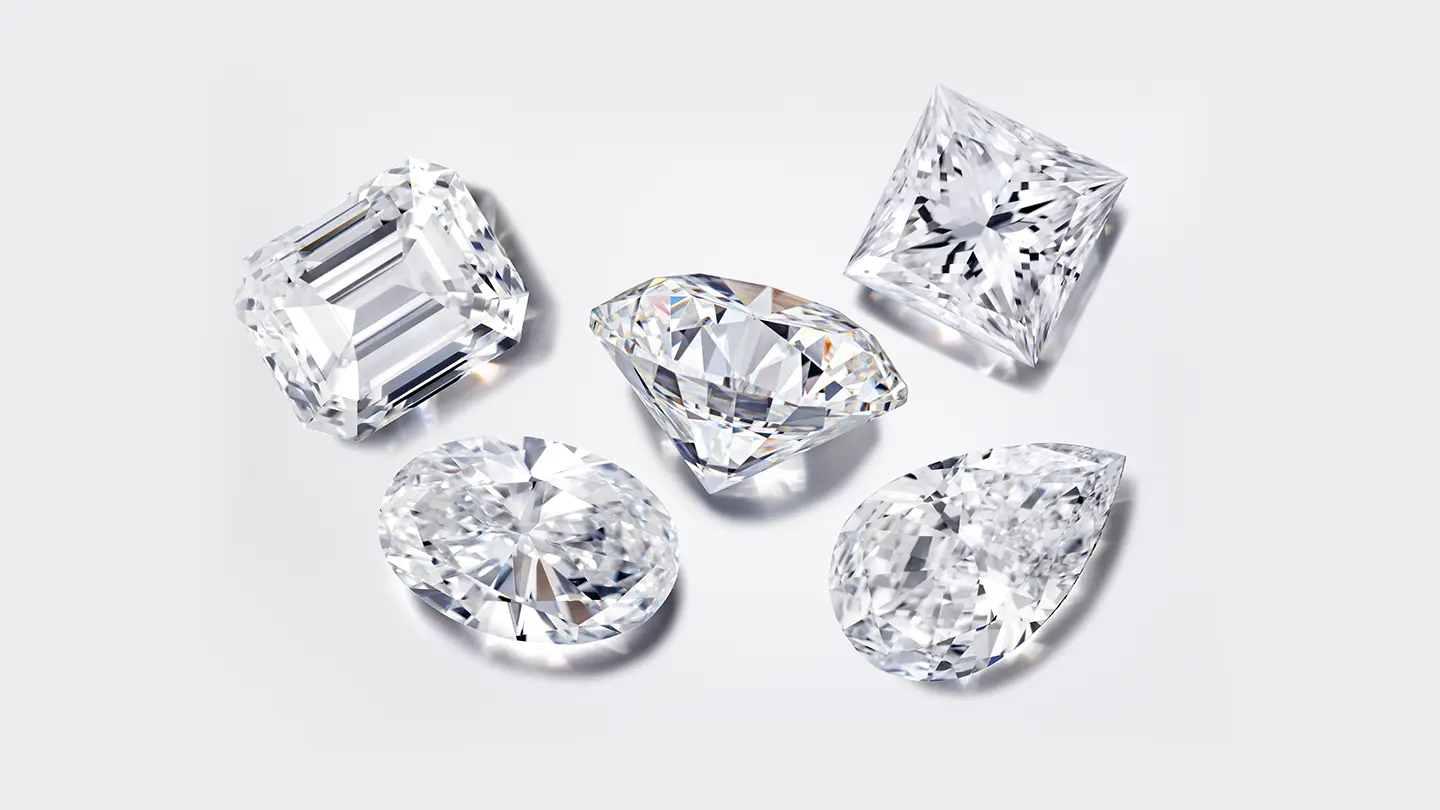 A group of diamonds with different shapes.