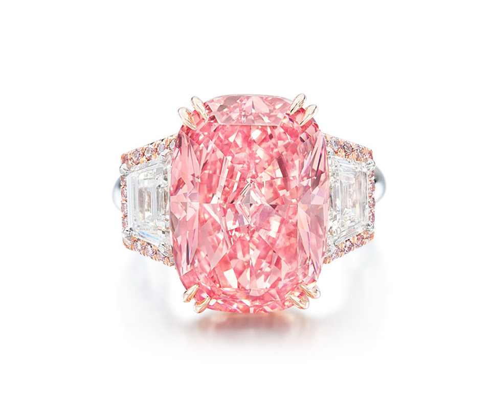 Fancy Vivid Williamson Pink Star diamond set in ring