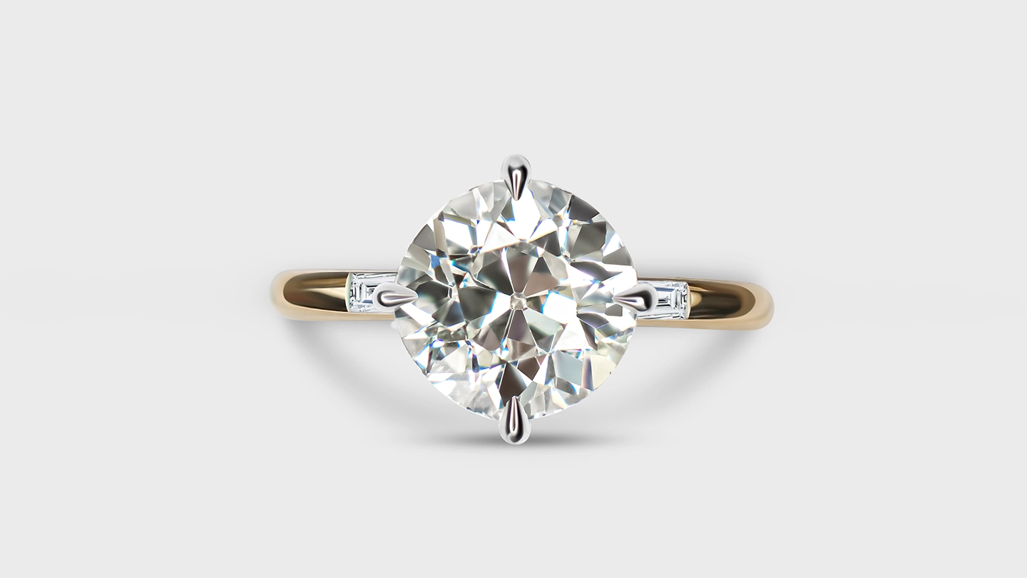 An L color old European cut diamond ring