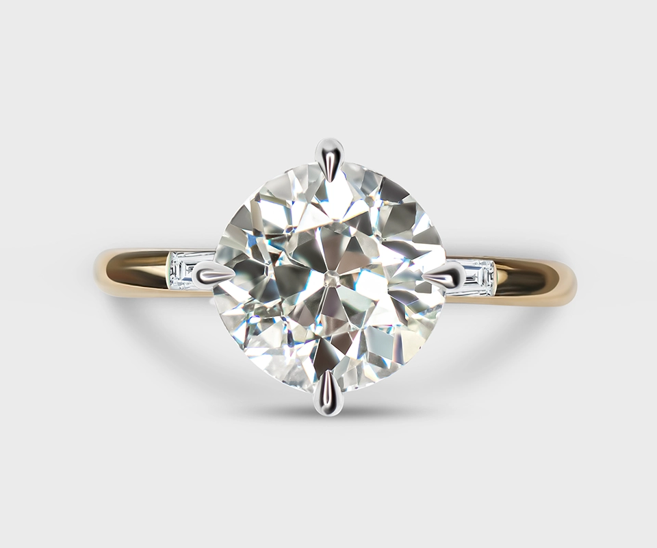 An L color old European cut diamond ring