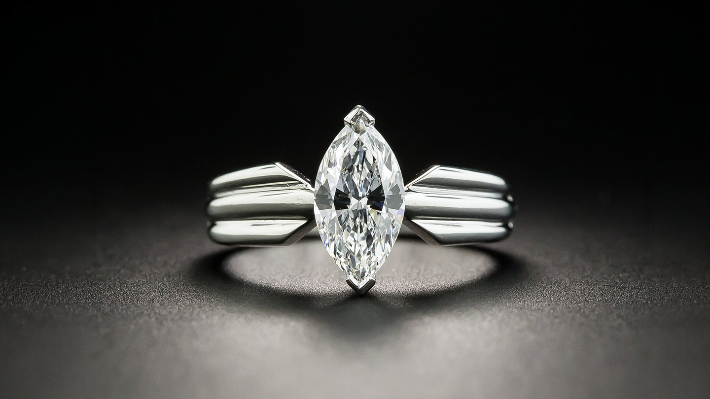 Cartier marquise diamond ring with v prongs